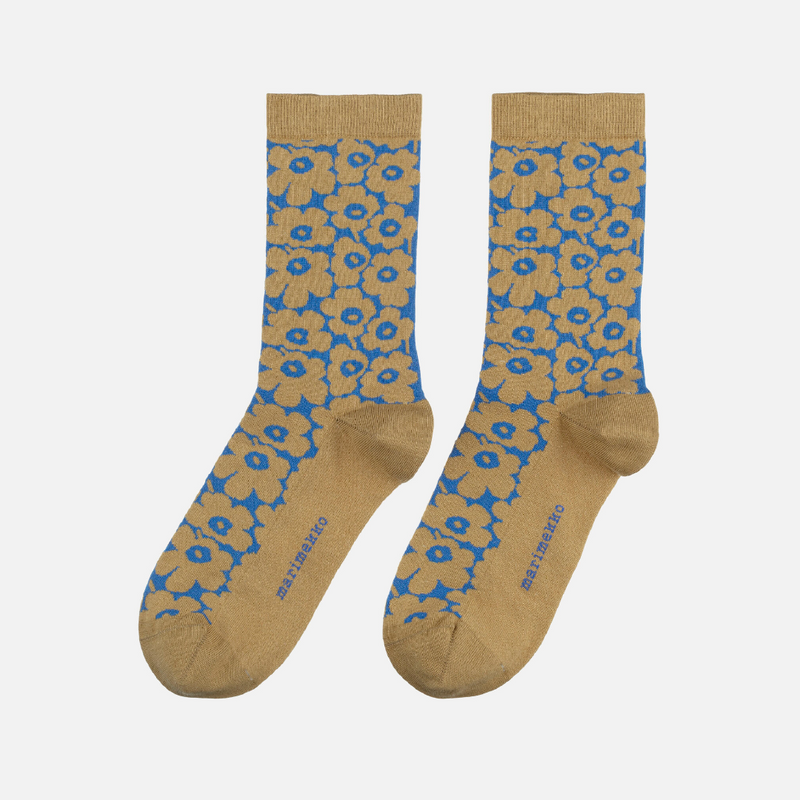 Linjaus Pikkuinen Unikko Socken Ocker/ Blau