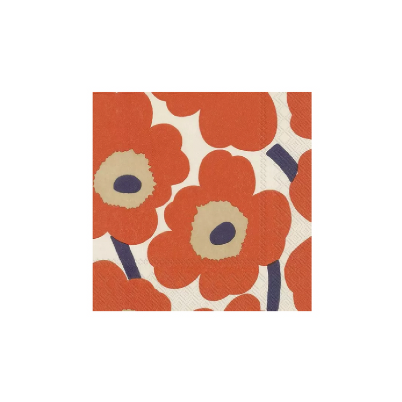 Unikko Papierservietten 25x25cm Orange/Beige